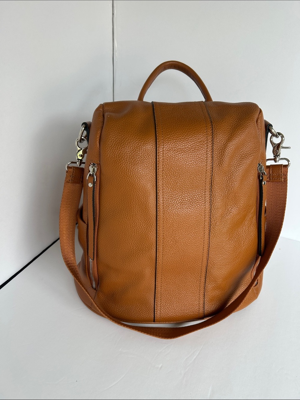 Everyday Convertible Leather Backpack Tote in Tan